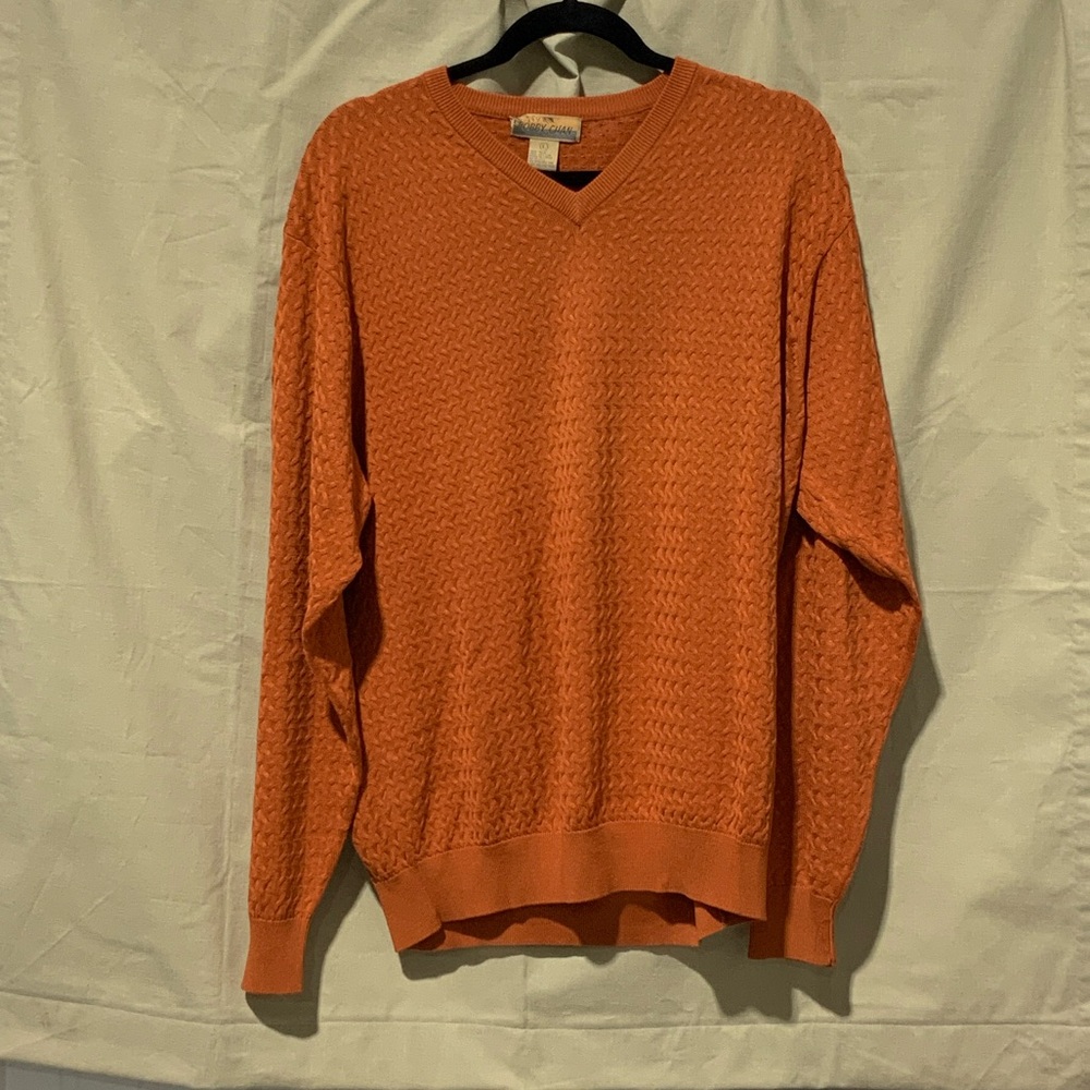 Orange V-Neck Men's Sweater